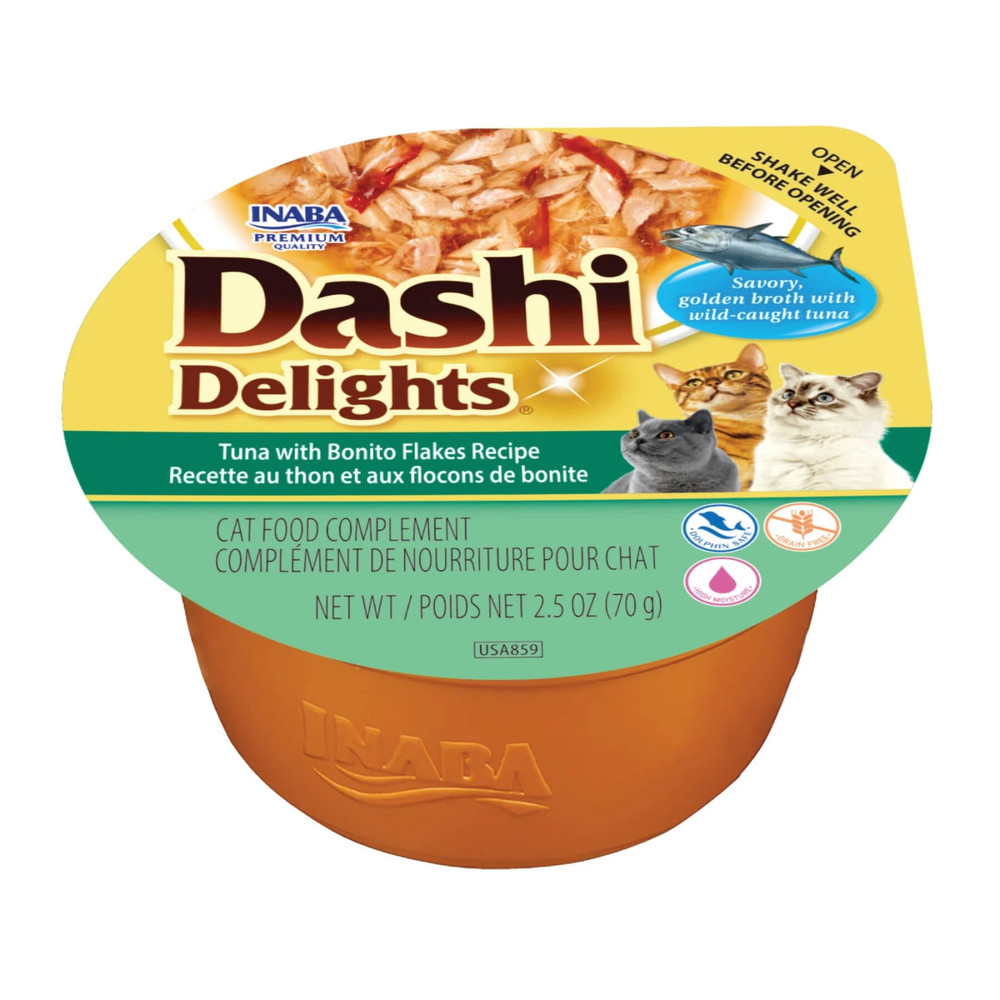 Ласощі INABA "DASHI Delights" для котів, тунець з пластівцями боніто, 70 гр (6 шт.уп.)
