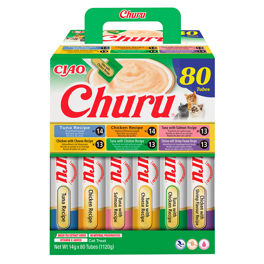 Ласощі INABA "Churu" для котів, вершковий мус в стіках, з куркою/тунцем, 14 гр (80 шт.уп.) продаж УПАК