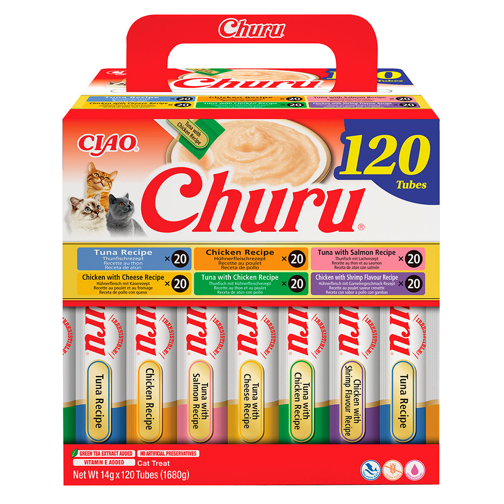 Ласощі INABA "Churu" для котів, вершковий мус в стіках, з куркою/тунцем, 14 гр (120 шт.уп.) продаж УПАК