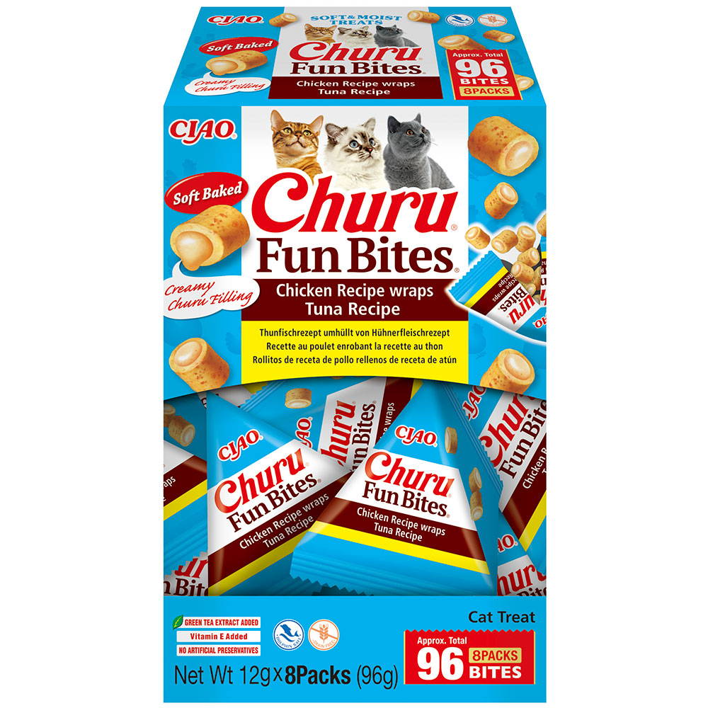 Ласощі INABA "Churu FUN BITES" для котів, рулет з куркою та тунцем, 8 шт *12гр