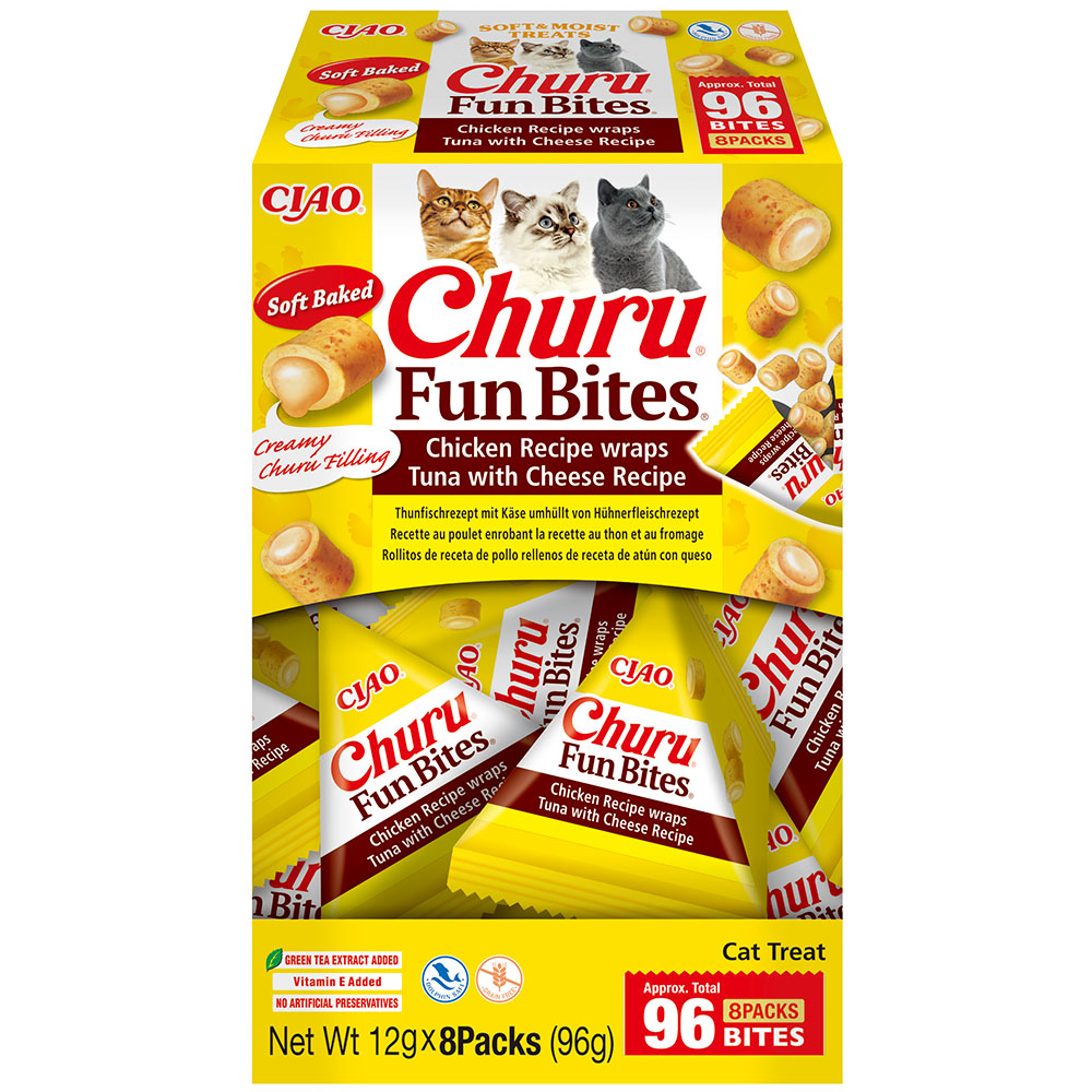 Ласощі INABA "Churu FUN BITES" для котів, рулет з куркою, тунцем і сиром, 8 шт *12гр