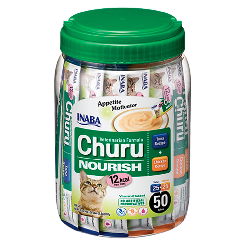 Ласощі INABA "Churu" NOURISH для котів, вершковий мус в стіках, з куркою татунцем, 50*14 гр (8 шт.уп.) (банка)